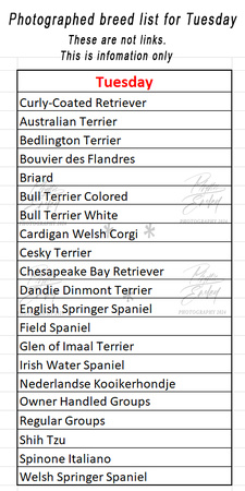 Tuesday Breed list