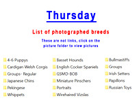 Thursday breeds taken list